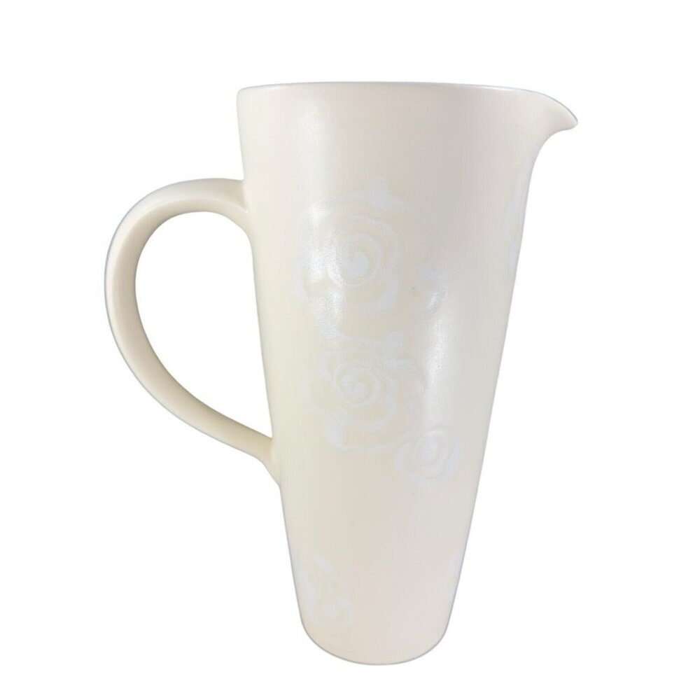 Faria and Bento The White Rose‎ Collection Tall Pitcher Carafe Ceramic Portugal